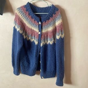 Handmade vintage Nordic cardigan mother of Pearl buttons